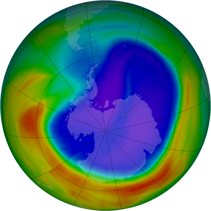 Antarctic ozone map for 15 September 2007